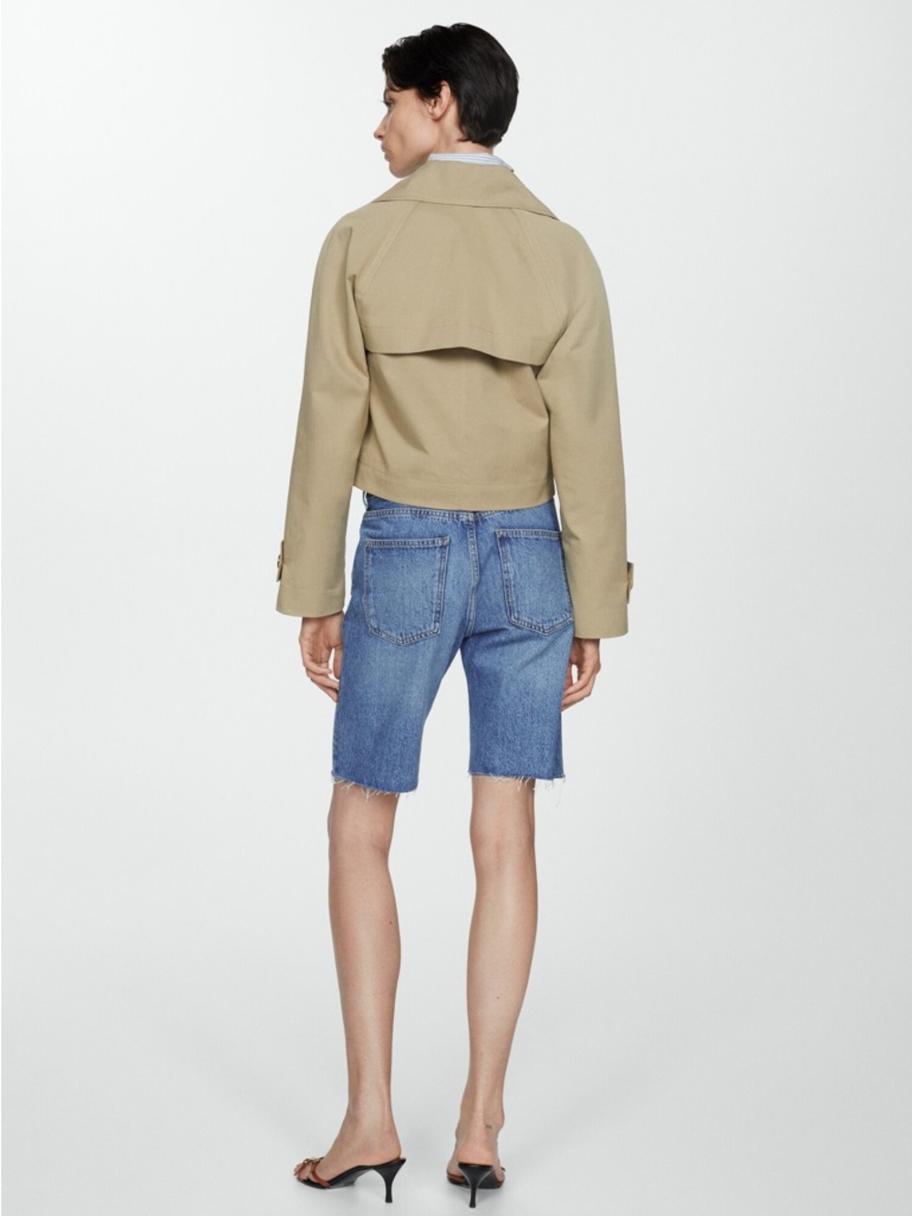 Mango Denim Bermuda Shorts with Frayed Hem - Picture 2 of 12